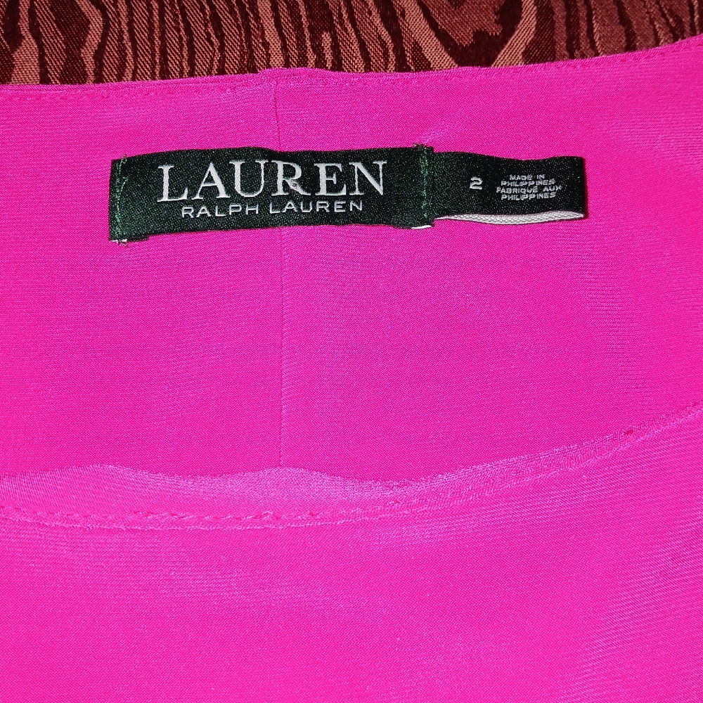 LAUREN RALPH LAUREN Dark Pink Cold-Shoulder Flare Sleeve Women's Size 2 - Picture 5 of 12